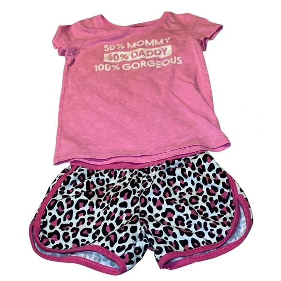 The Childrens Place Size 4T Pink  Tee and LOL Surprise Leopard Shorts Set - Picture 2 of 7
